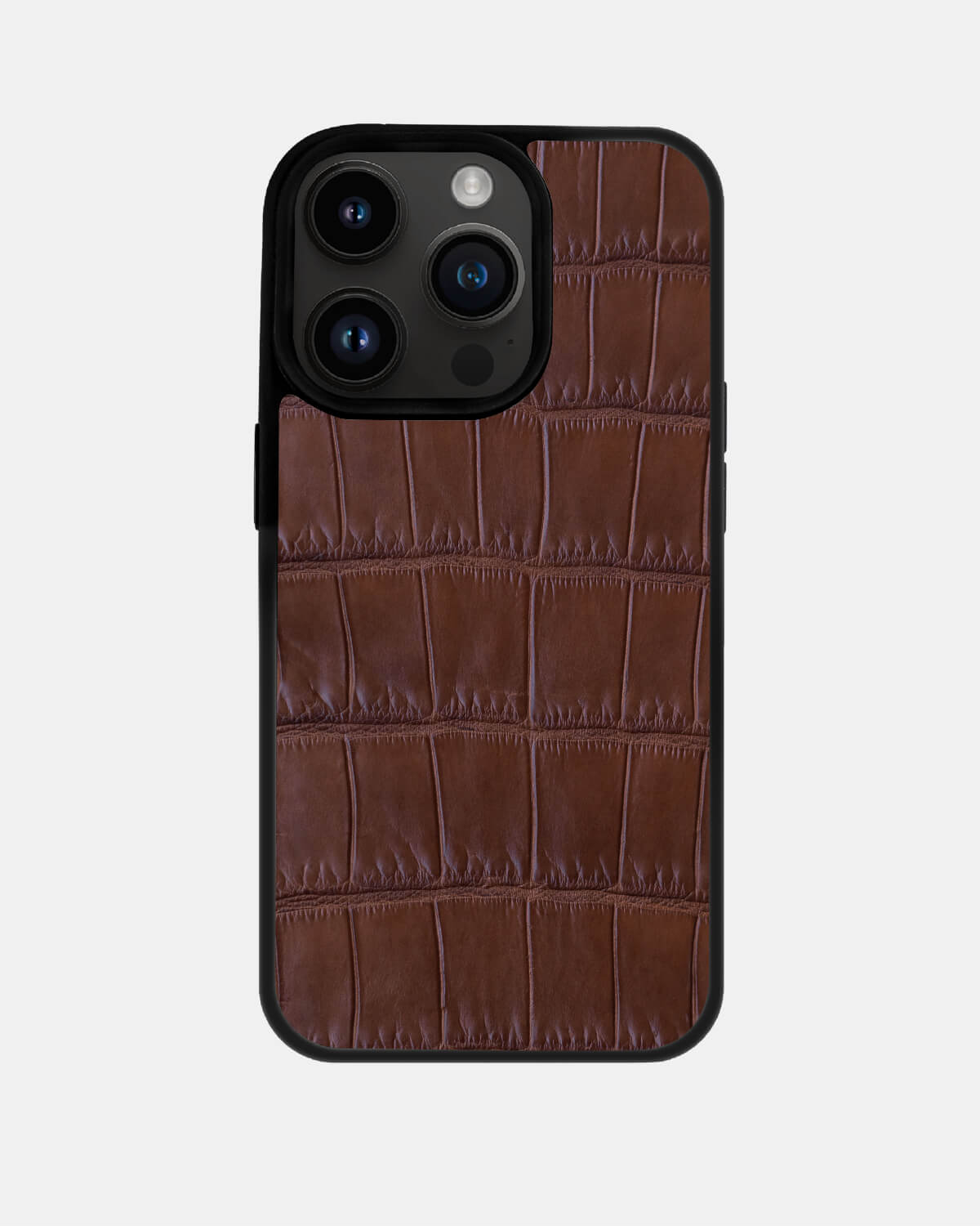 Dark brown Crocodile Leather Sport Case for iPhone 14 Pro Max