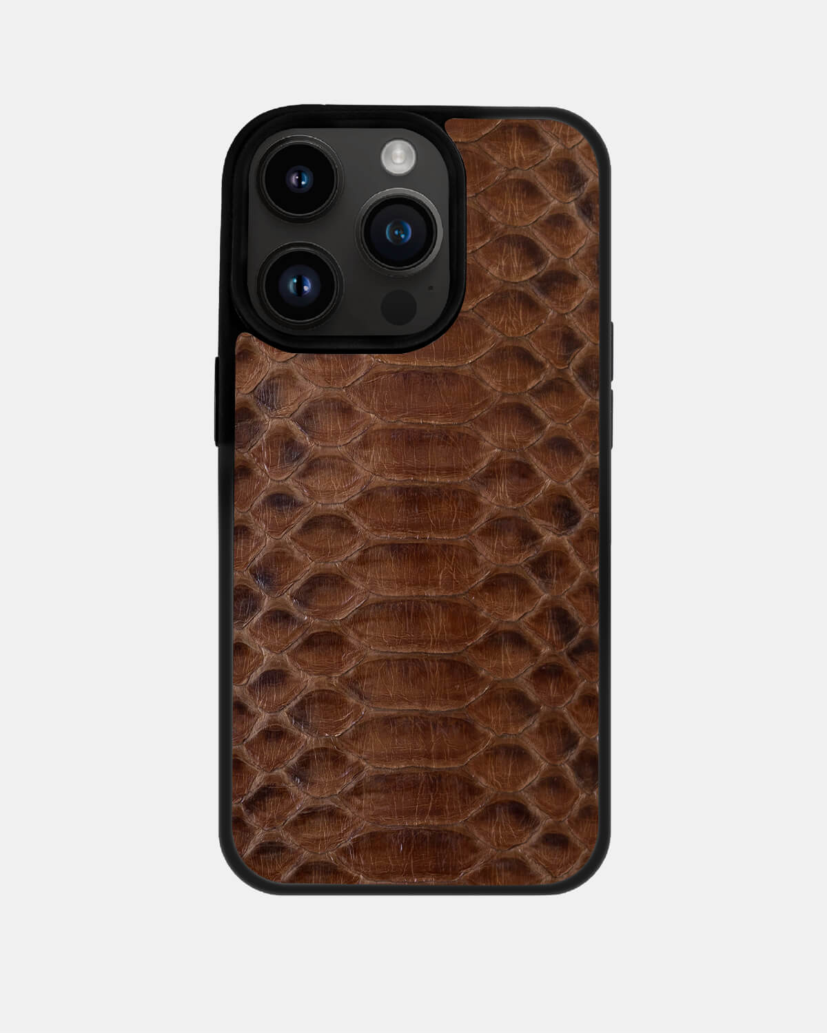 Brown Python Leather Sport Case for iPhone 14 Pro Max