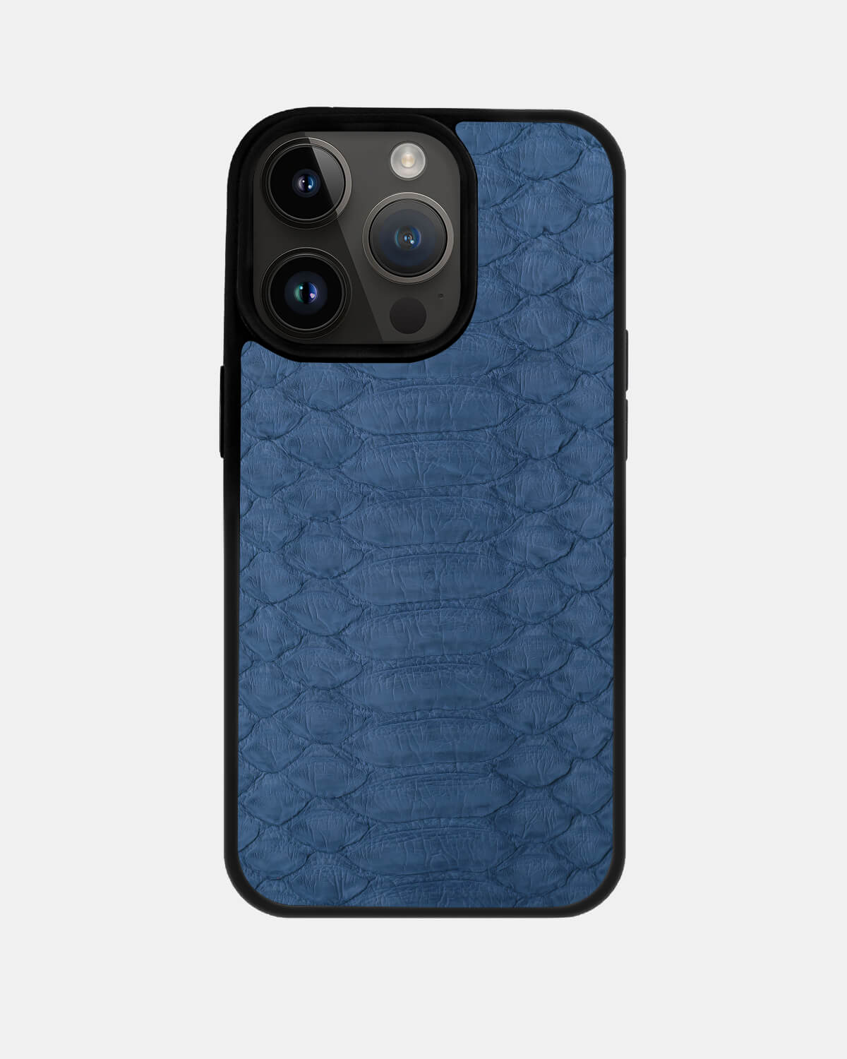 Blue-gray Python Leather Sport Case for iPhone 14 Pro Max