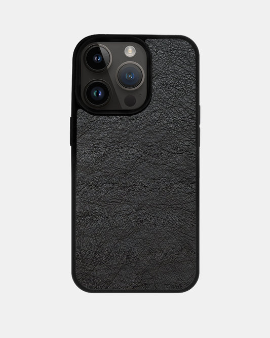 iPhone 14 Pro Max Black Follicle-free Ostrich Leather Case