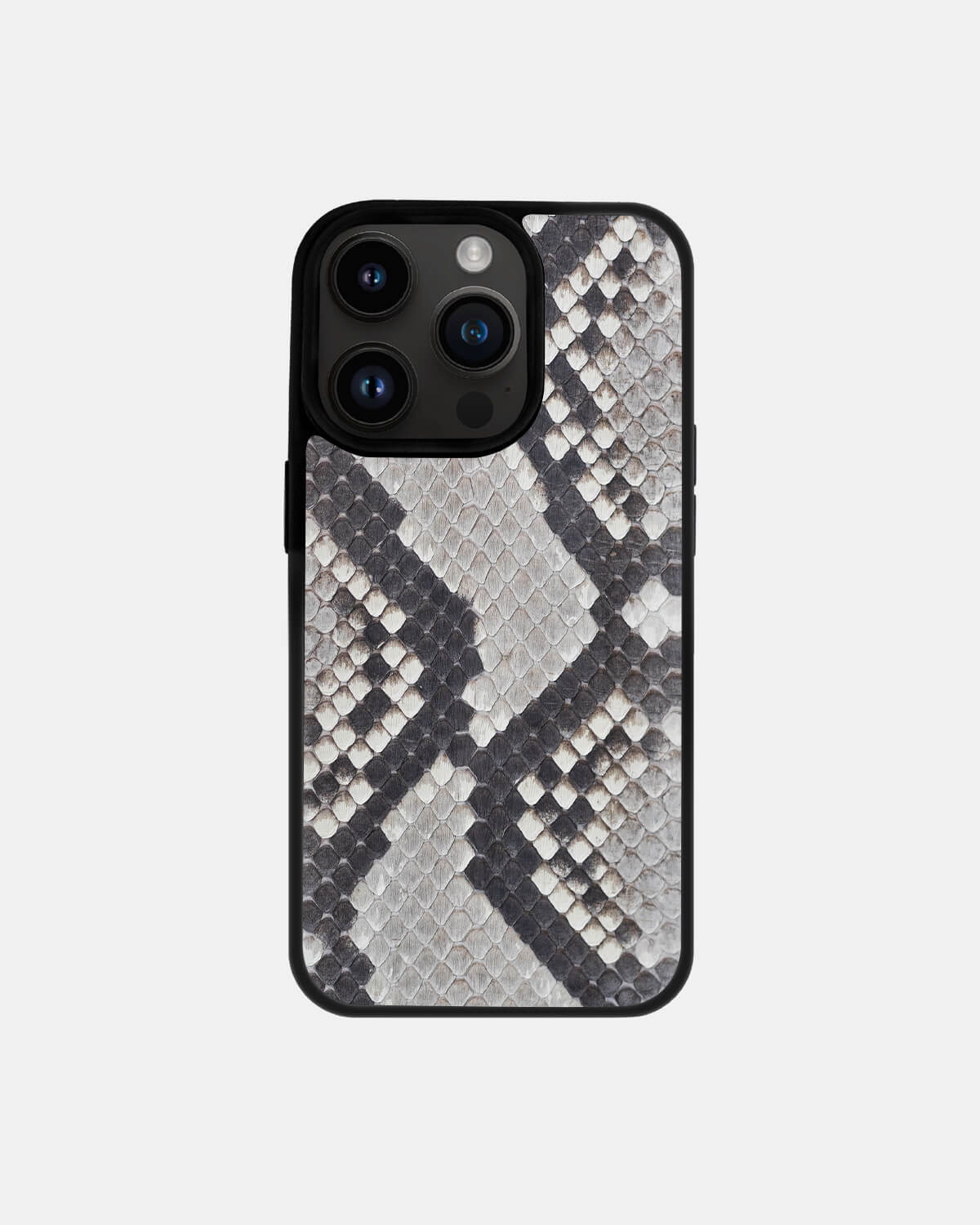 Black & White Python Skin Sport Case for iPhone 14 Pro