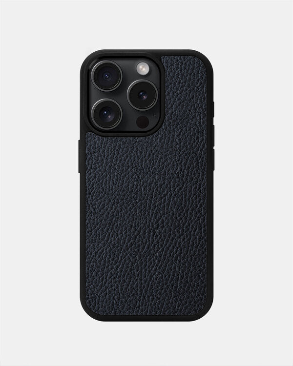 Navy Blue Leather Sport Case for iPhone 15 Pro