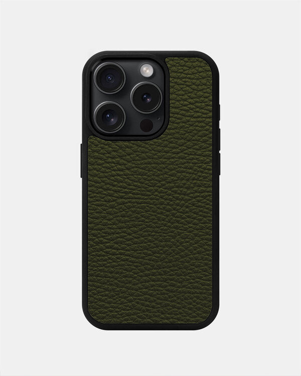 Green Leather Sport Case for iPhone 15 Pro