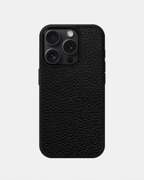 Black Leather Sport Case for iPhone 15 Pro