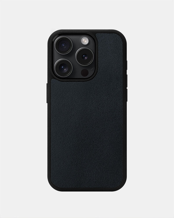 Smooth Navy Blue Leather Sport Case for iPhone 15 Pro
