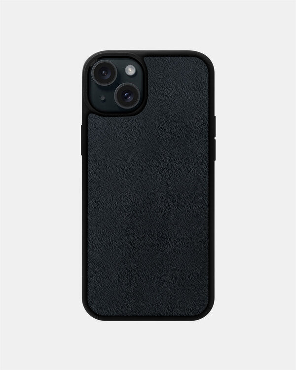 Smooth Navy Blue Leather Sport Case for iPhone 15