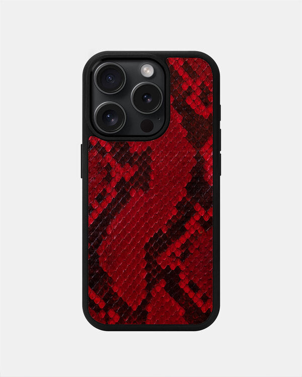 Red Python Skin Sport Case for iPhone 15 Pro