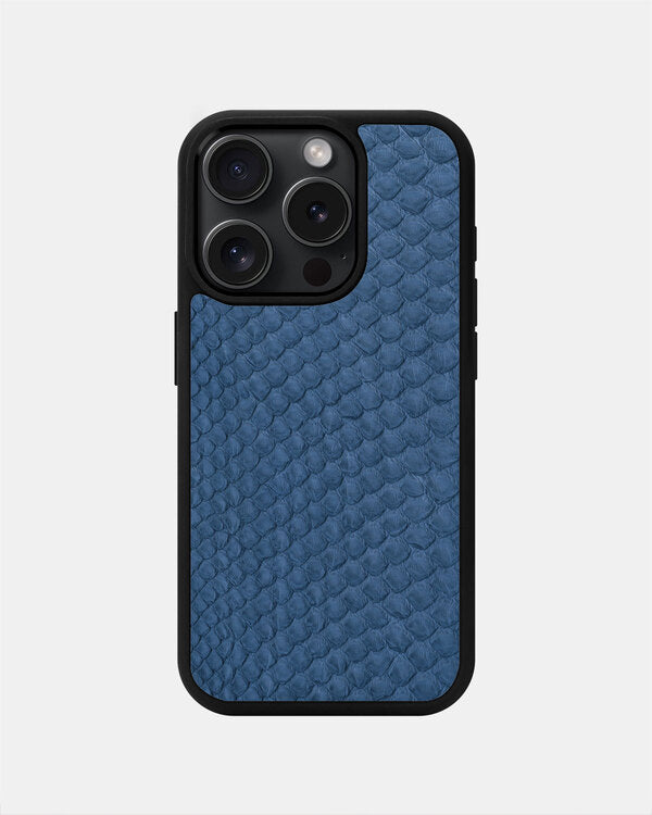 Blue-gray Python Skin Sport Case for iPhone 15 Pro