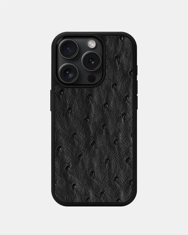 Black Ostrich Sport Case for iPhone 15 Pro