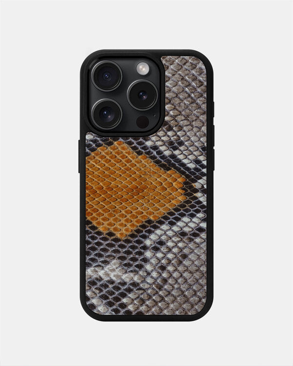 Gray & Yellow Python Skin Sport Case for iPhone 15 Pro