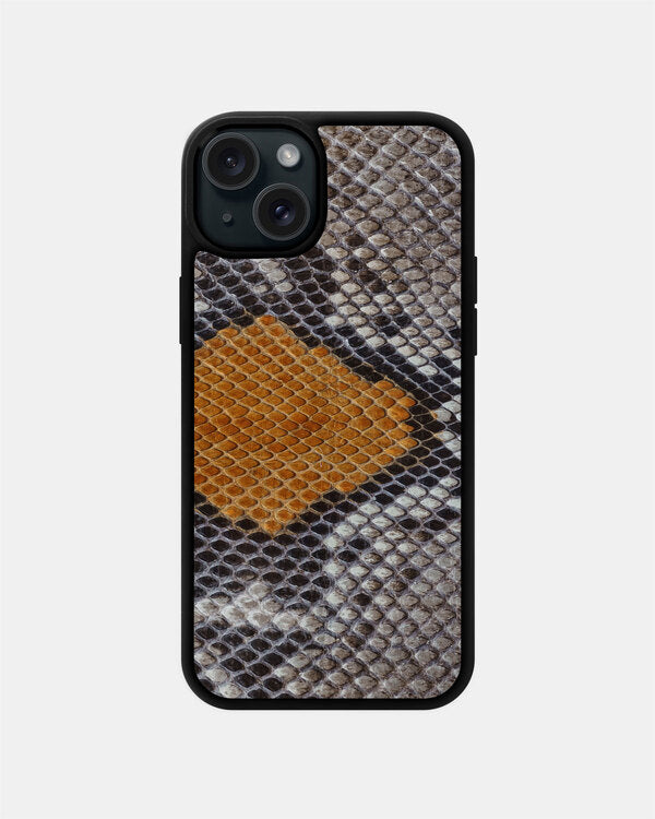 Gray & Yellow Python Skin Sport Case for iPhone 15