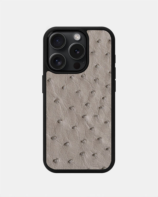 Gray Ostrich Sport Case for iPhone 15 Pro