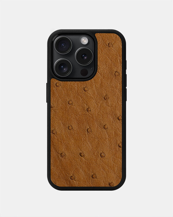 Light brown Ostrich Sport Case for iPhone 15 Pro