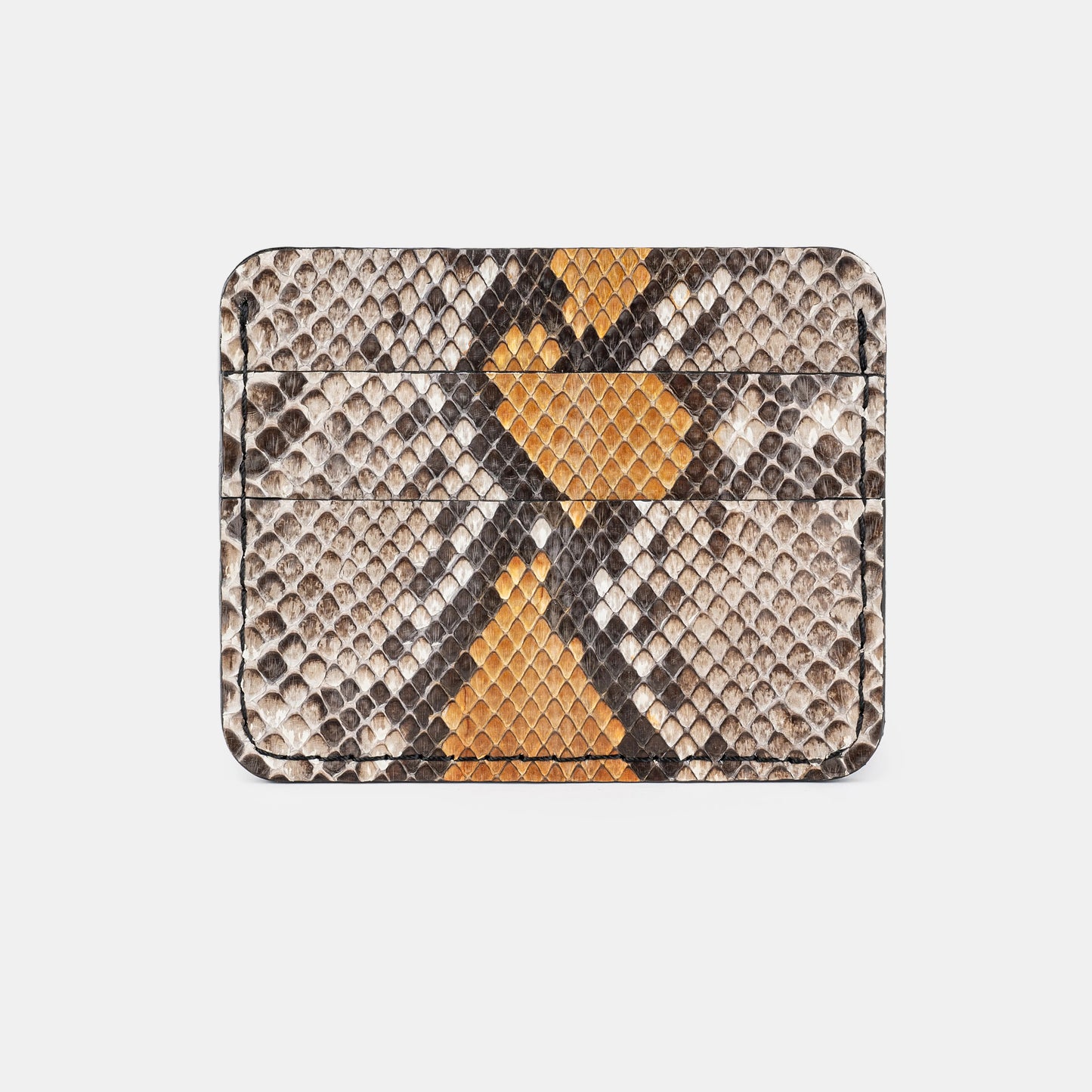 Gray & Yellow Python Leather Cardholder with Small Scales