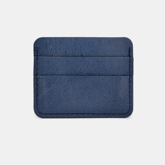 Navy Blue Smooth Ostrich Leather Cardholder