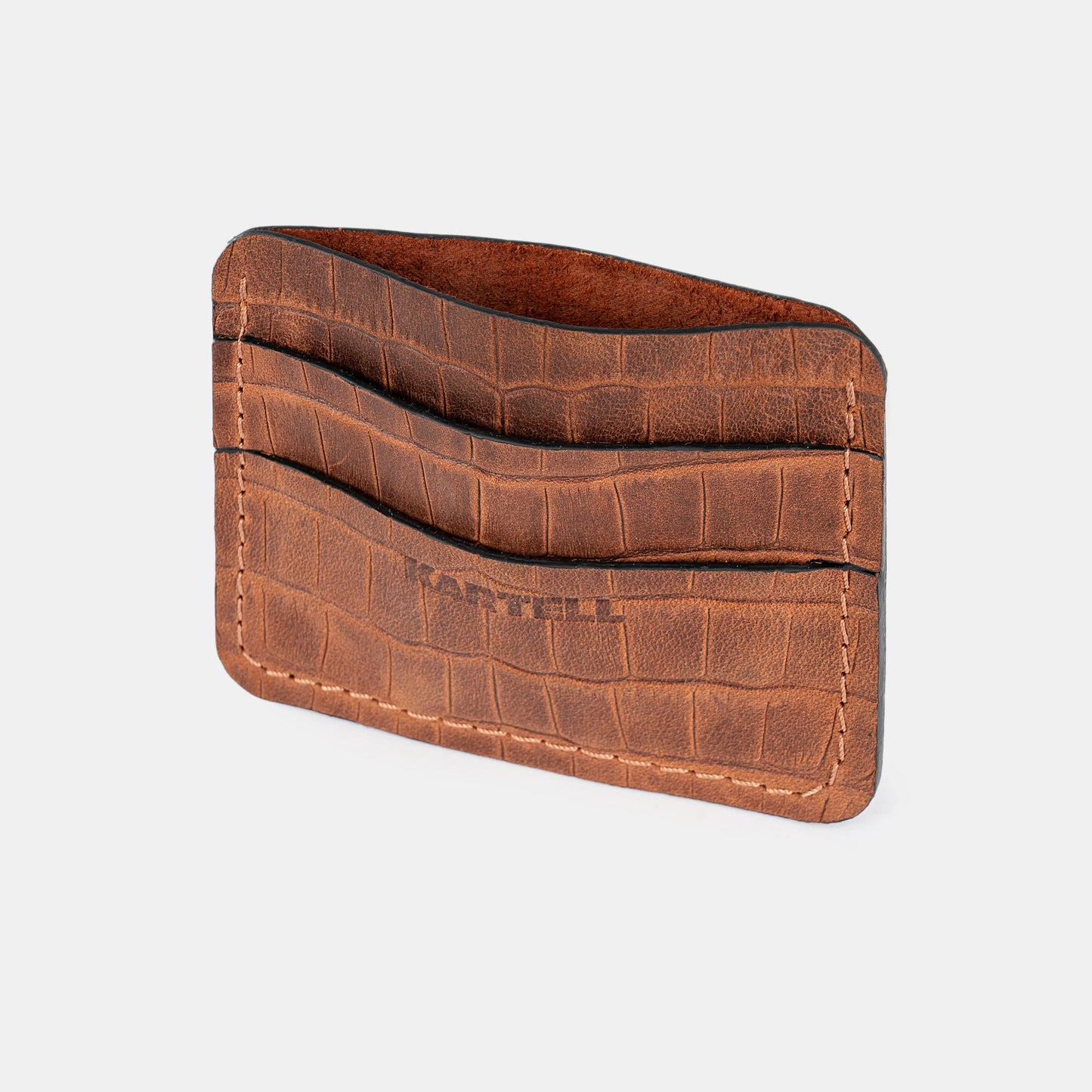 Ginger Crocodile-Embossed Calf Leather Cardholder