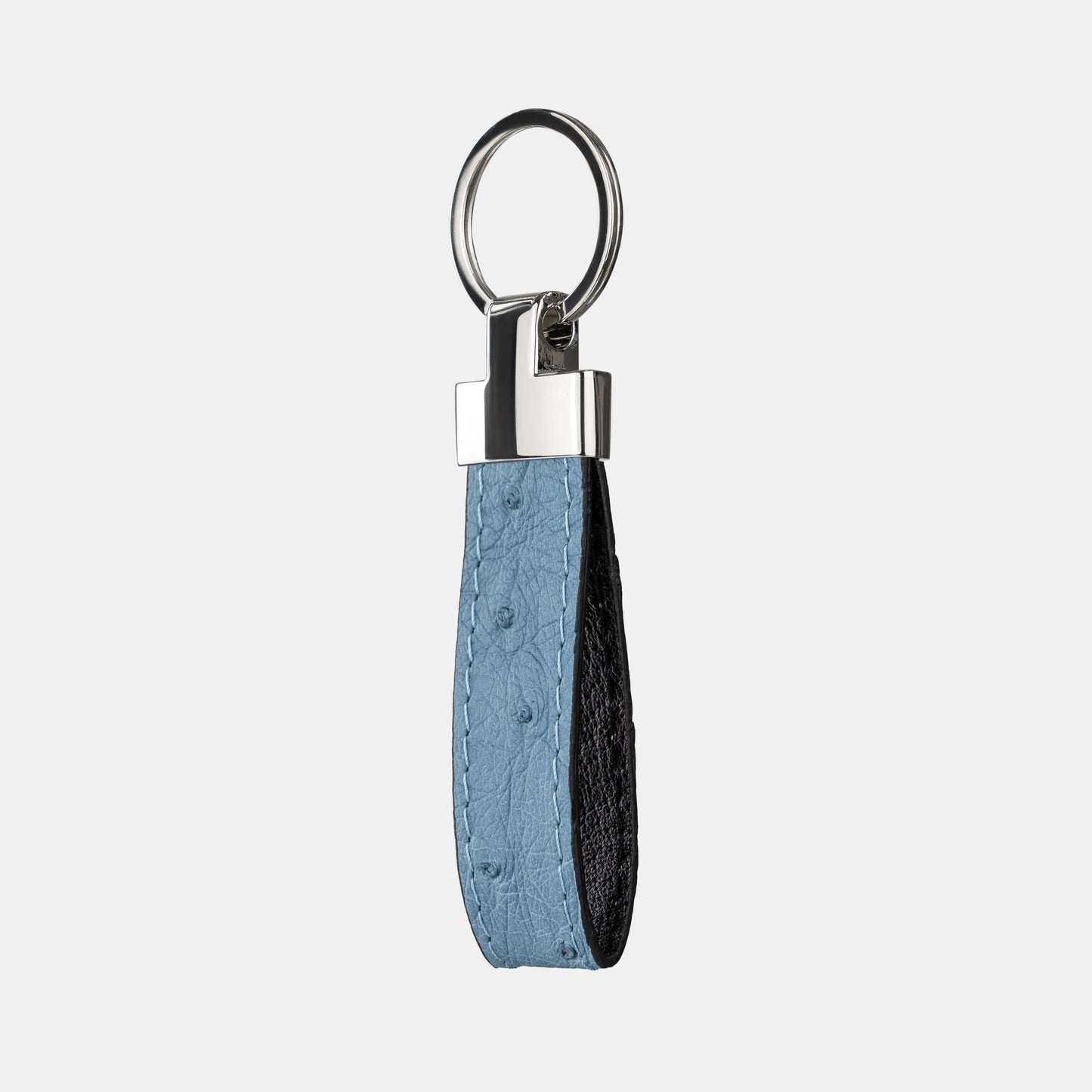 Blue Ostrich Leather Keychain