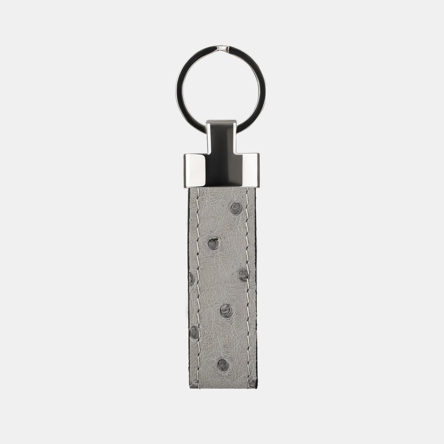 Grey Ostrich Leather Keychain