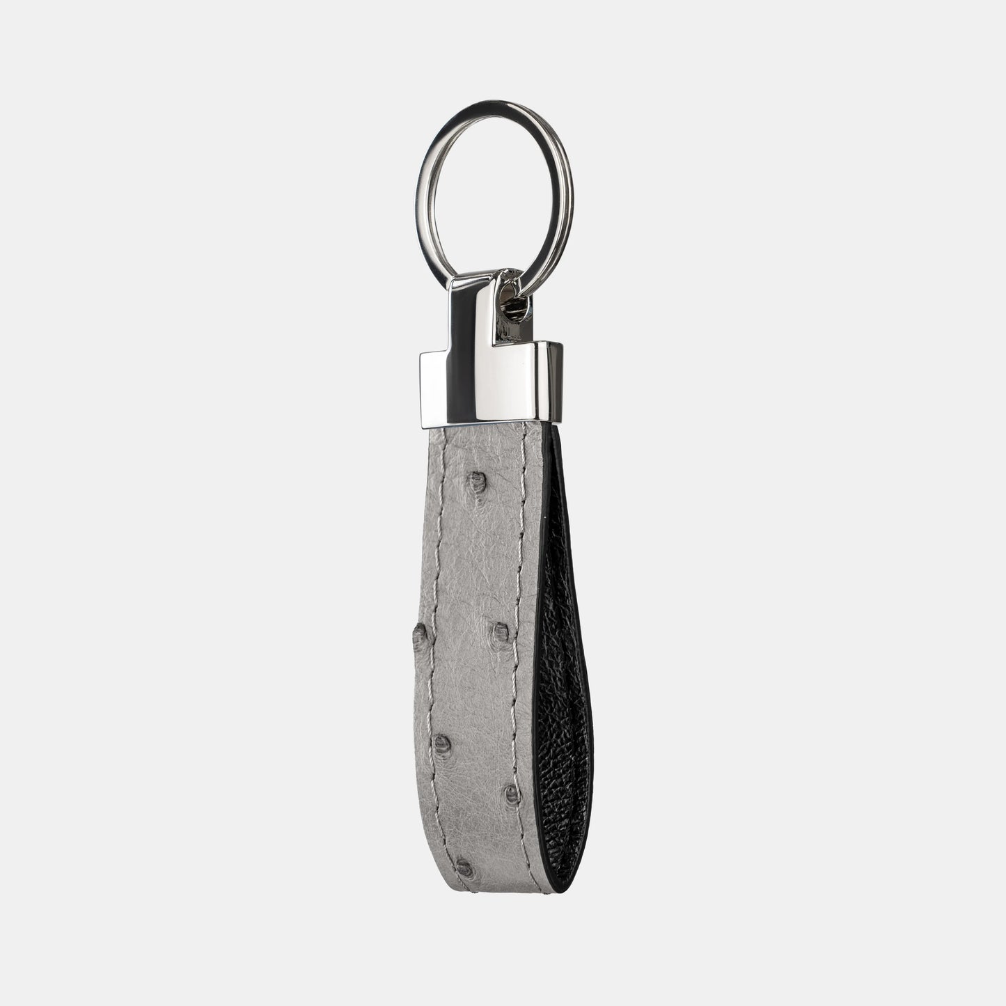 Grey Ostrich Leather Keychain