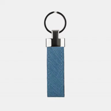 Blue Smooth Ostrich Leather Keychain