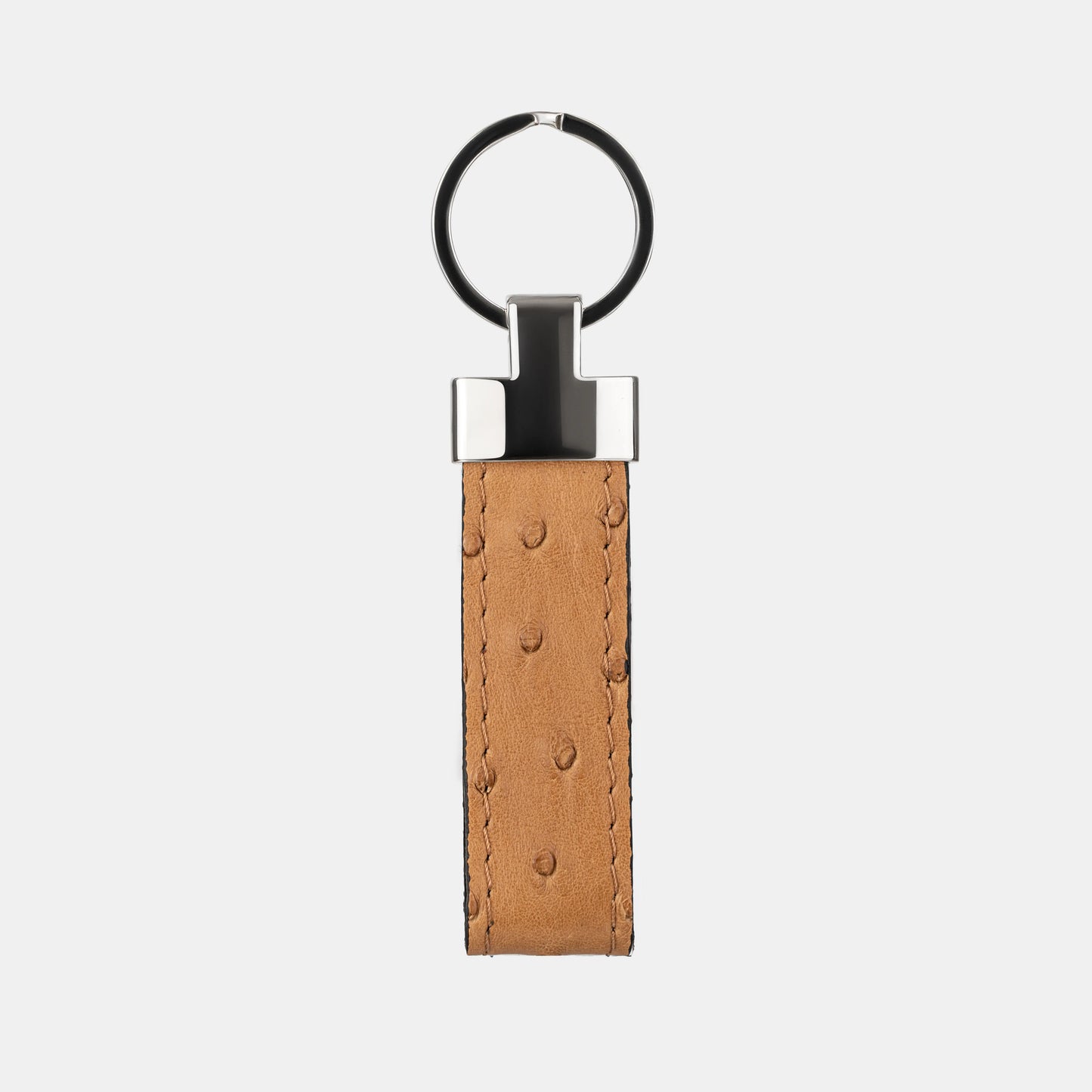 Light Brown Ostrich Leather Keychain