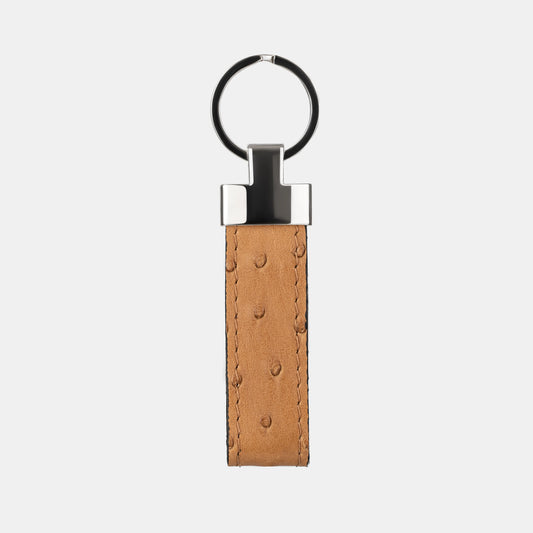 Light Brown Ostrich Leather Keychain