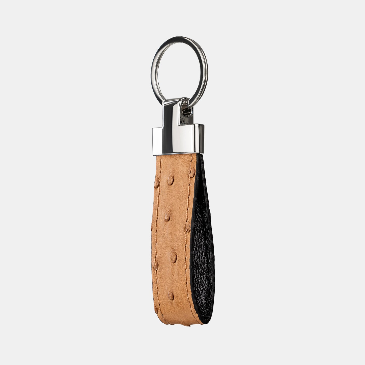 Light Brown Ostrich Leather Keychain