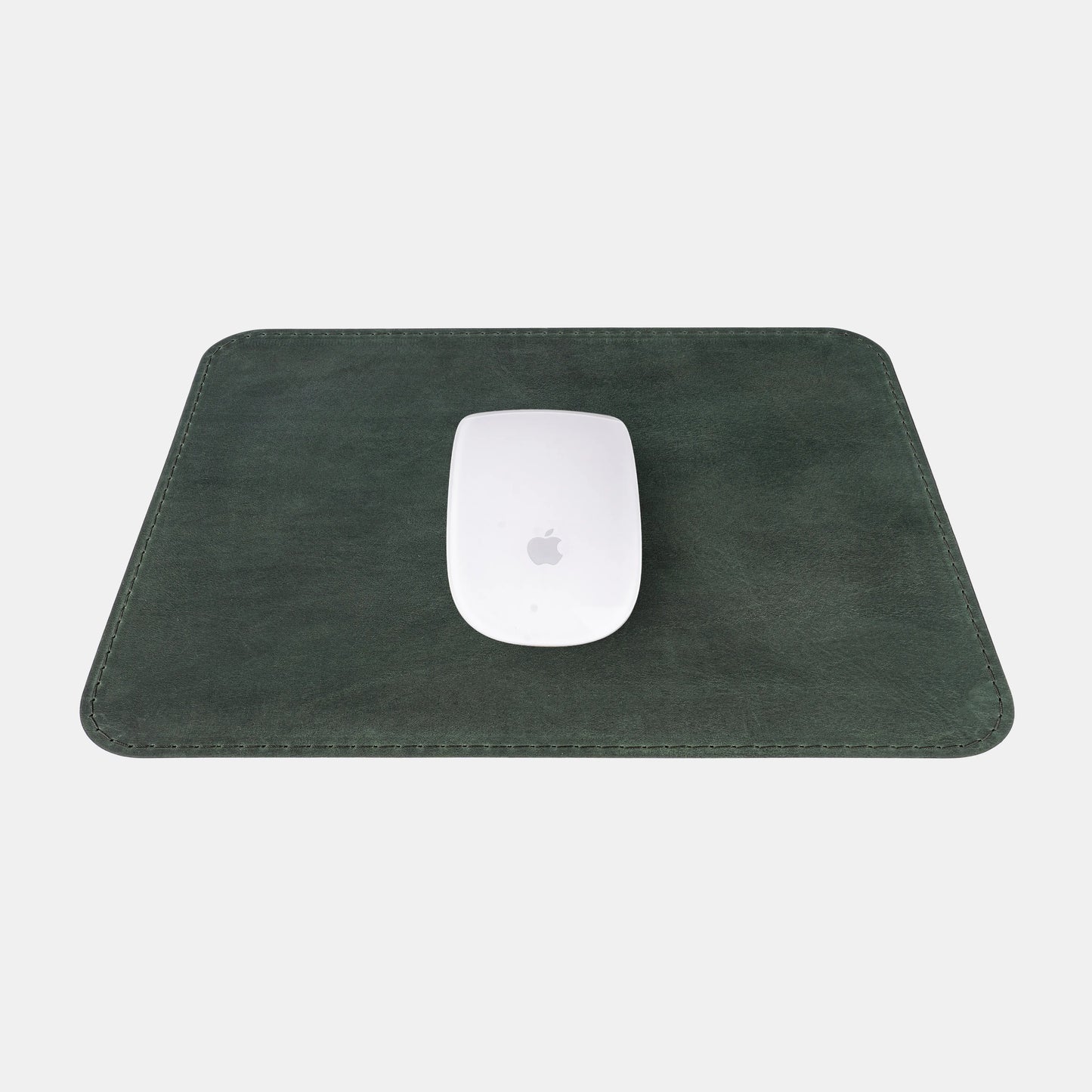 Dark Green Crazy Horse Leather Mouse Pad