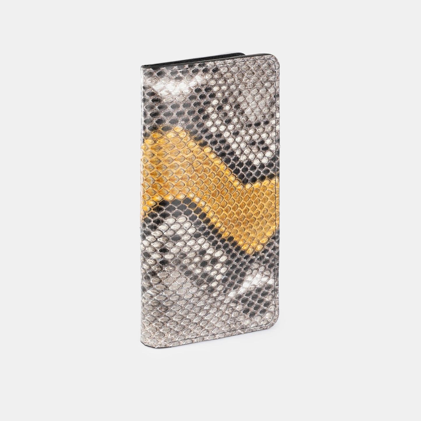 Gray-Yellow Python Leather Wallet with Small Scales