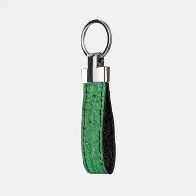 Green Ostrich Leather Keychain