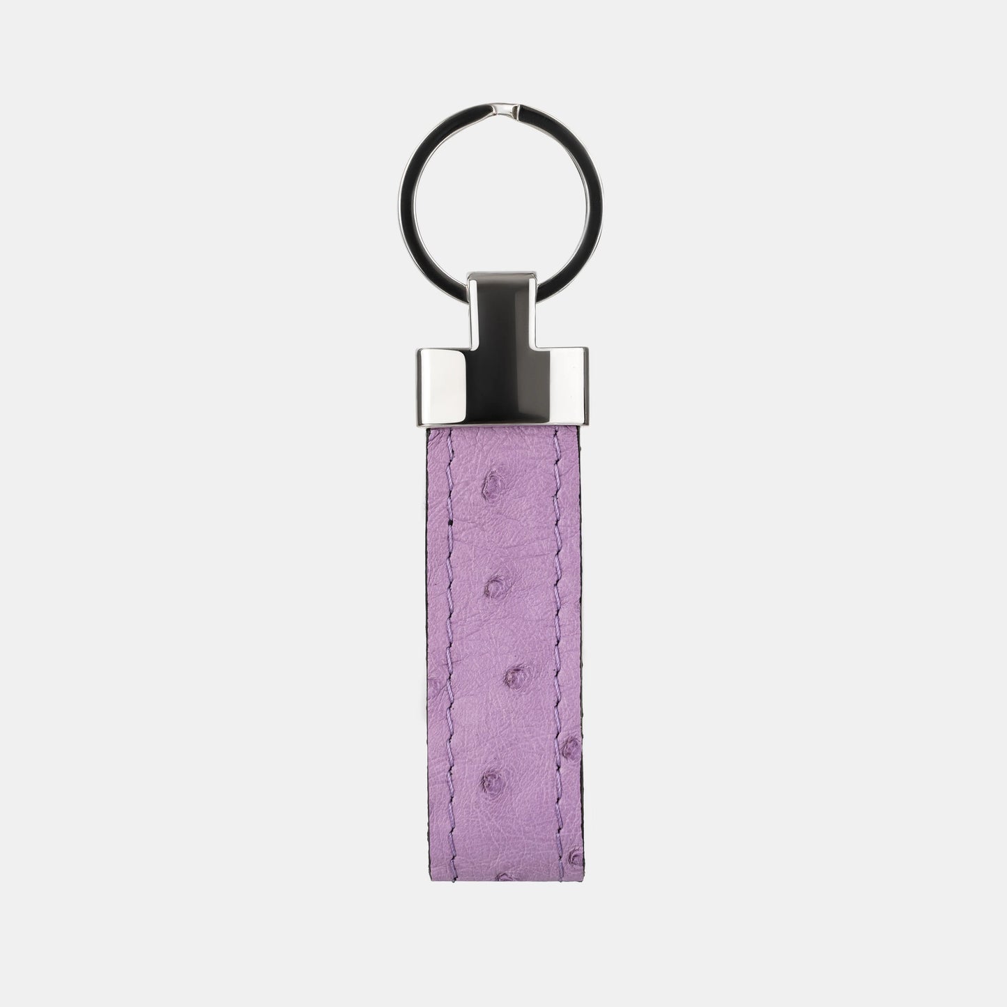 Violet Ostrich Leather Keychain