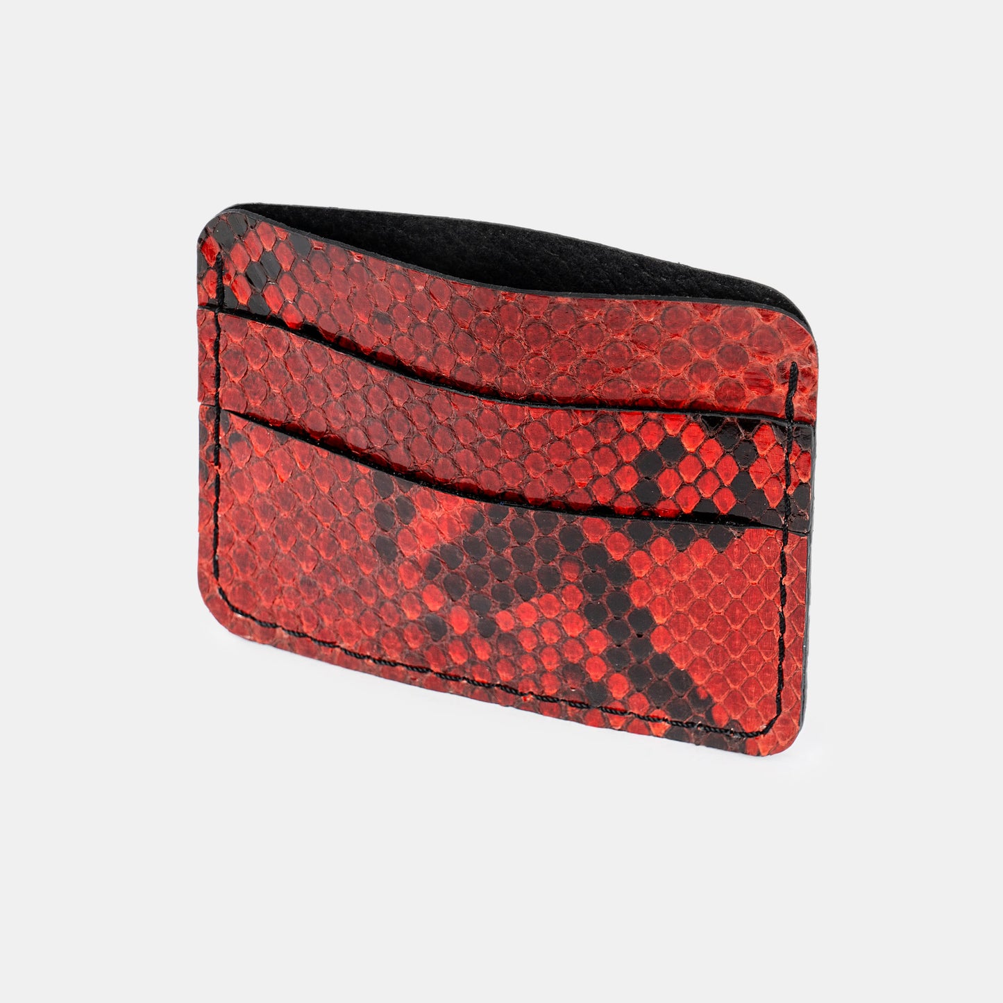 Red Python Leather Cardholder with Small Scales