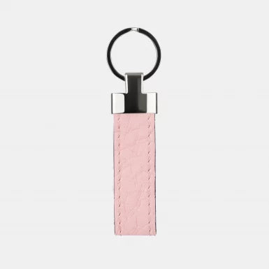 Pink Smooth Ostrich Leather Keychain