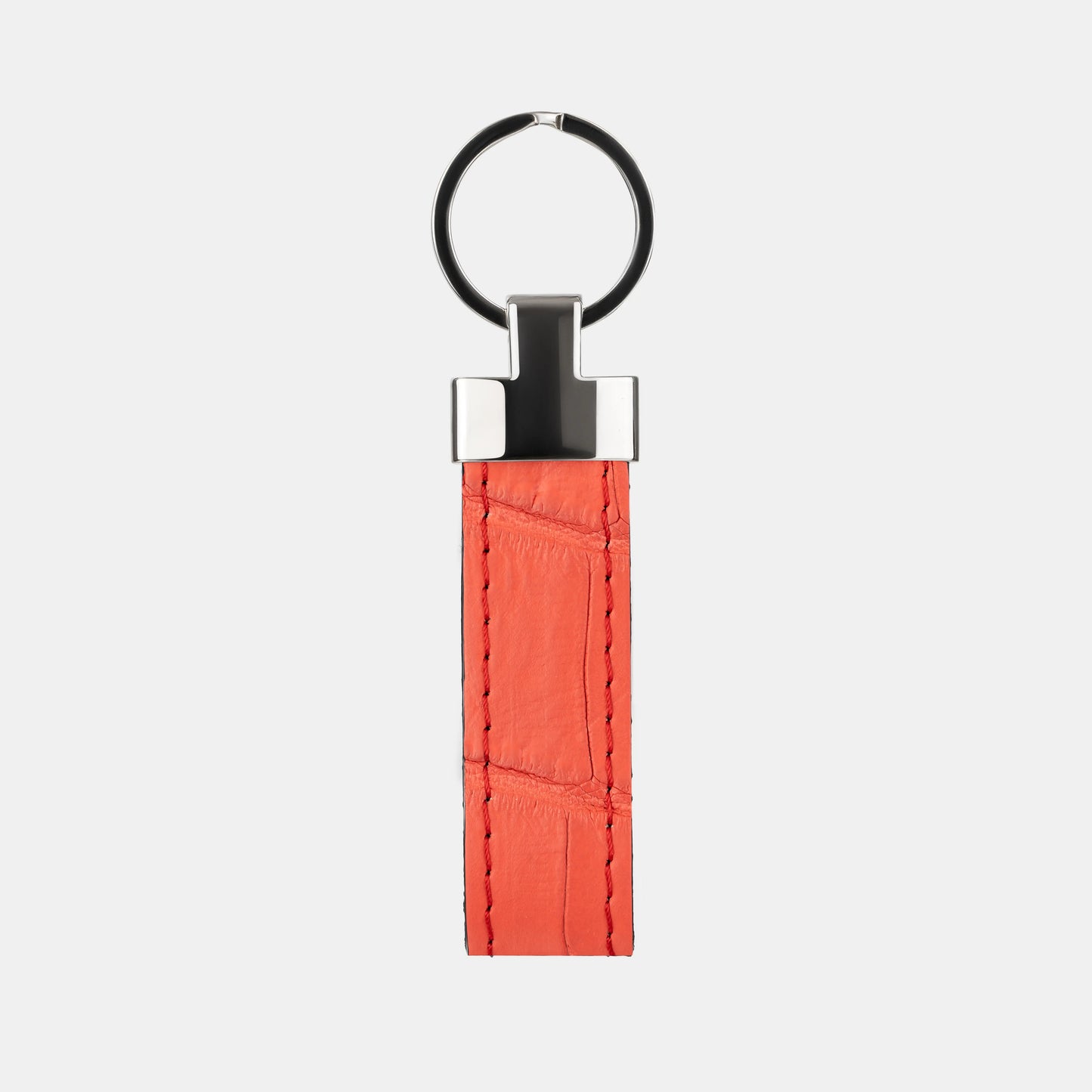 Red Crocodile Leather Keychain