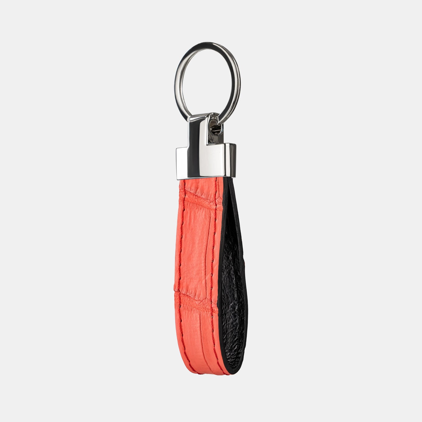 Red Crocodile Leather Keychain