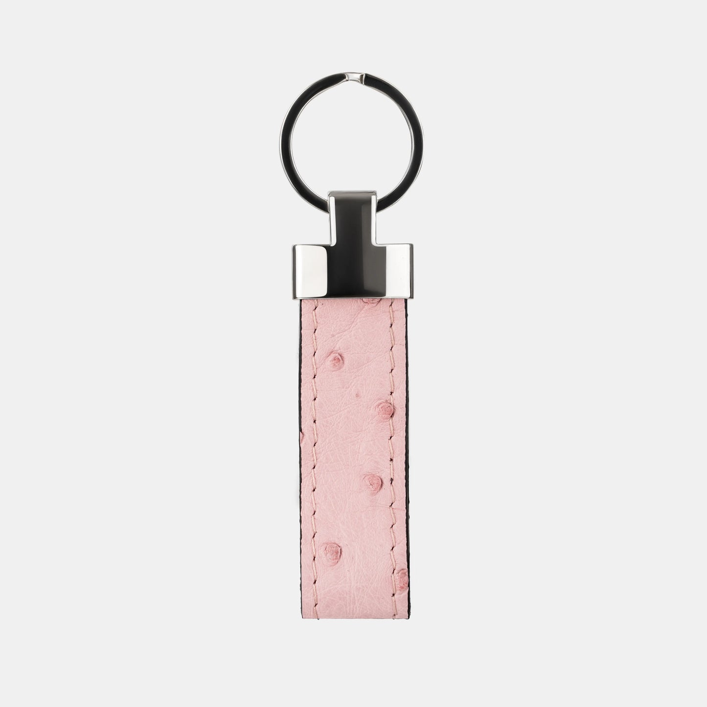 Pink Ostrich Leather Keychain