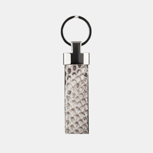 Marble Python Leather Keychain