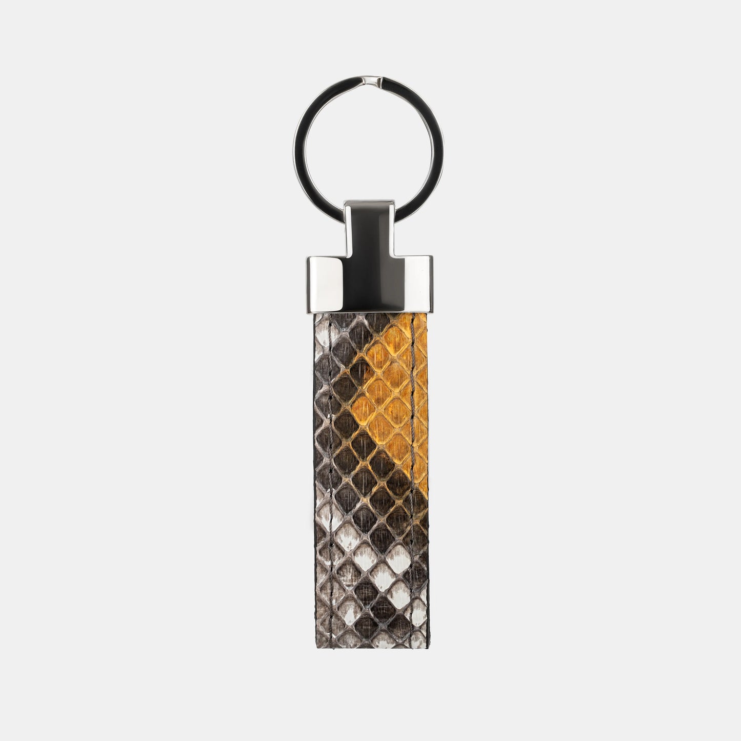 Gray-Yellow Python Leather Keychain