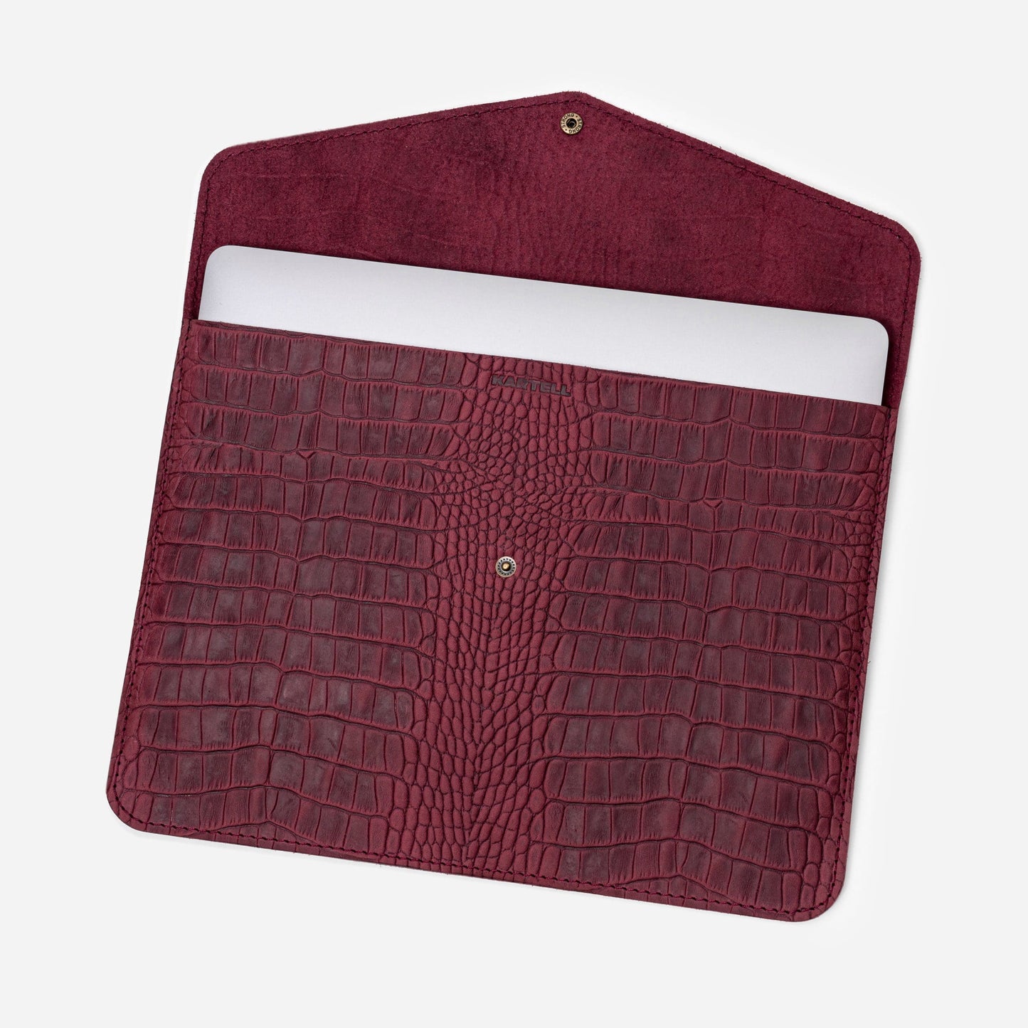 Burgundy Crocodile-Embossed Calf Leather MacBook 13 Air Pro Case