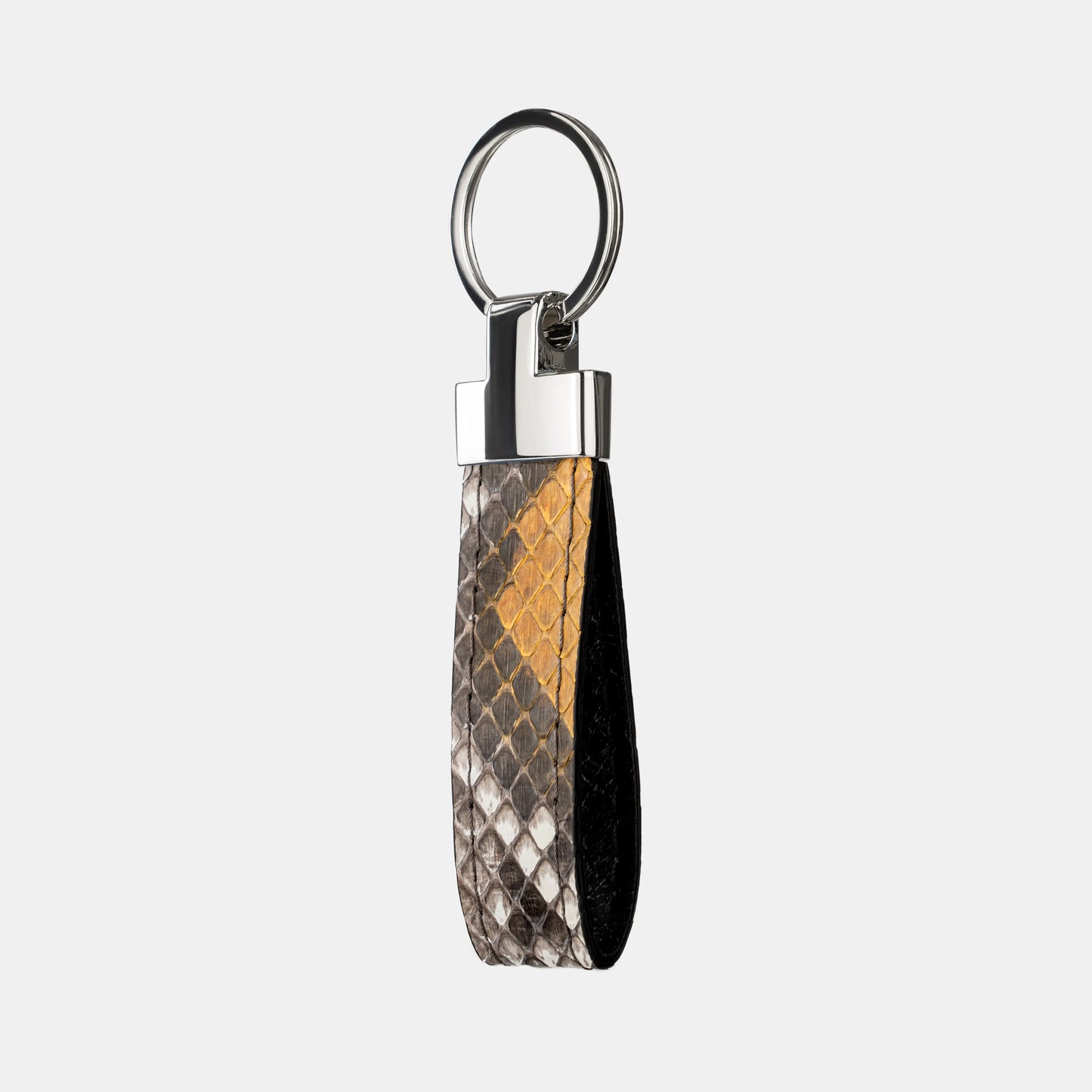 Gray-Yellow Python Leather Keychain