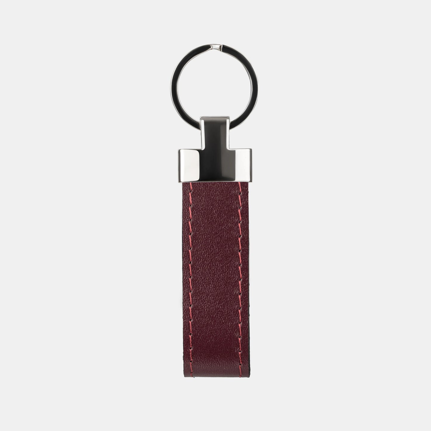 Burgundy Calf Leather Keychain