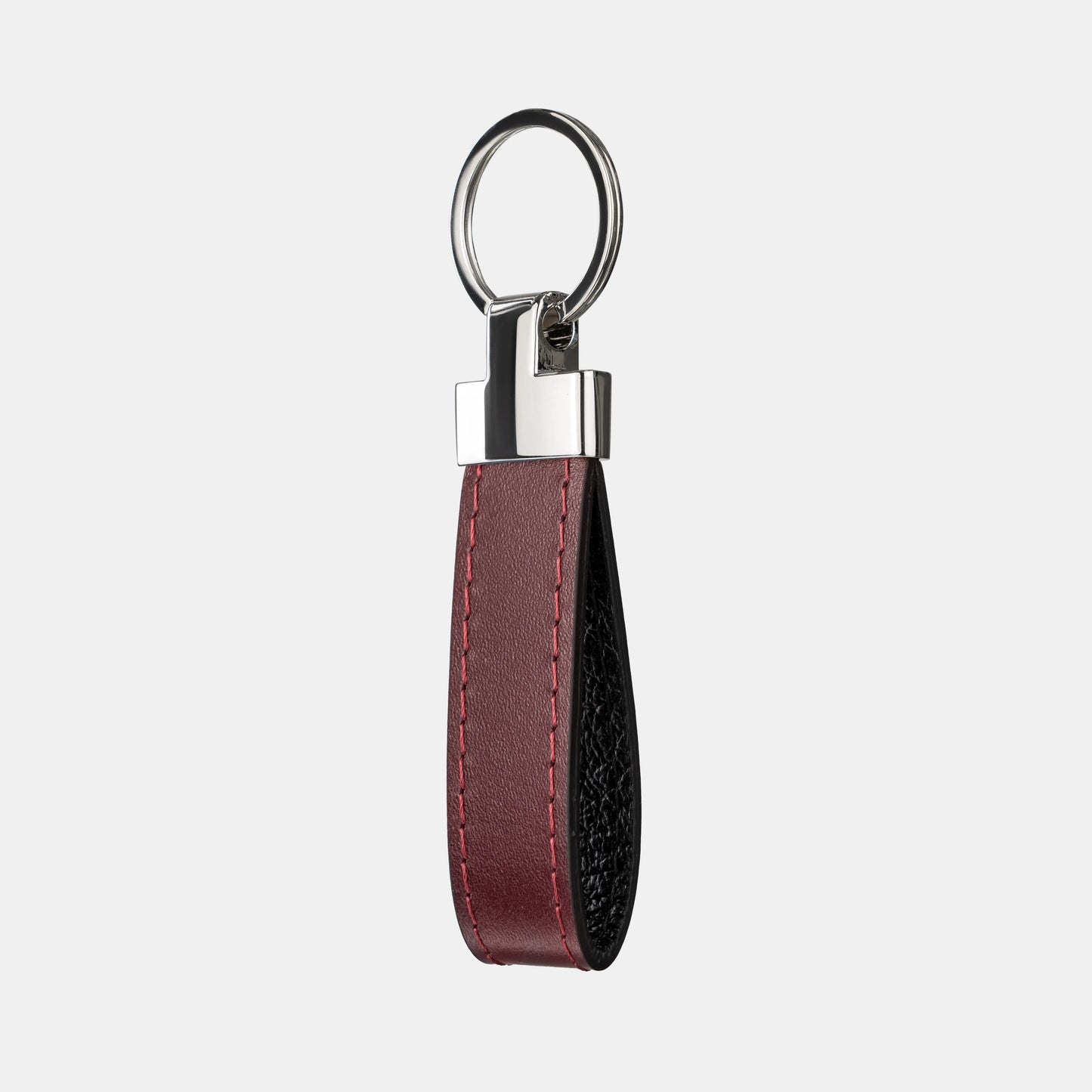 Burgundy Calf Leather Keychain