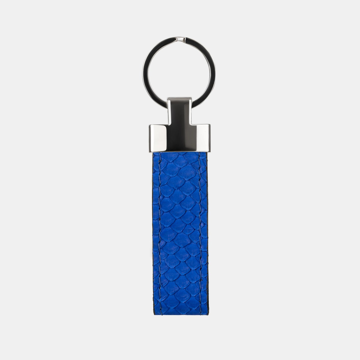 Blue Python Leather Keychain