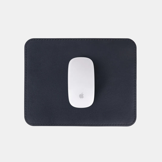 Navy Blue Calf Leather Mouse Pad