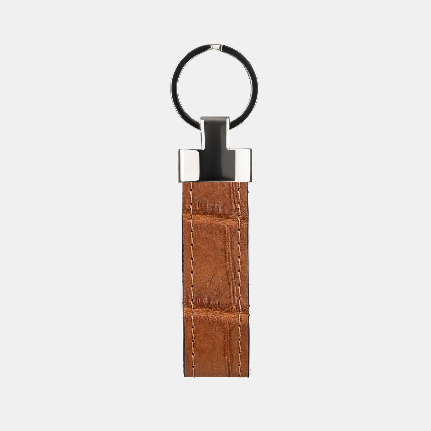 Brown Crocodile Leather Keychain