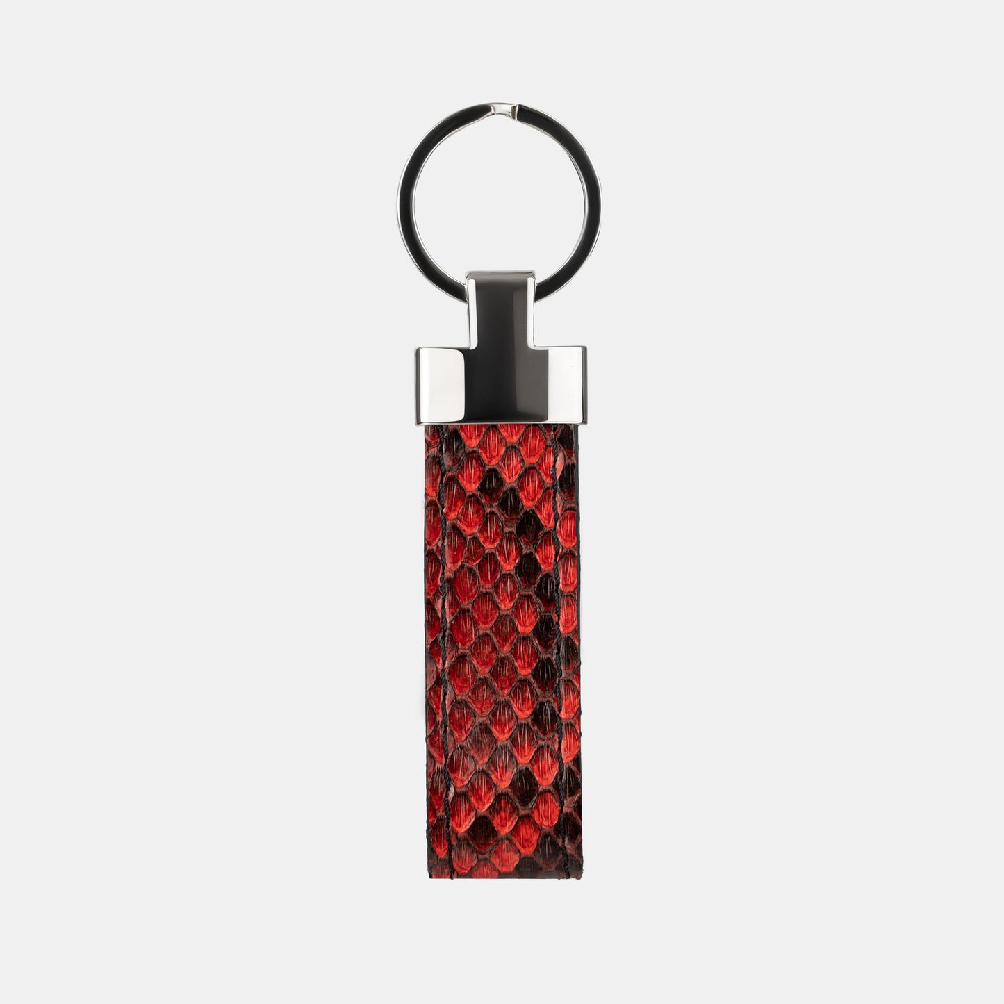 Red Python Leather Keychain