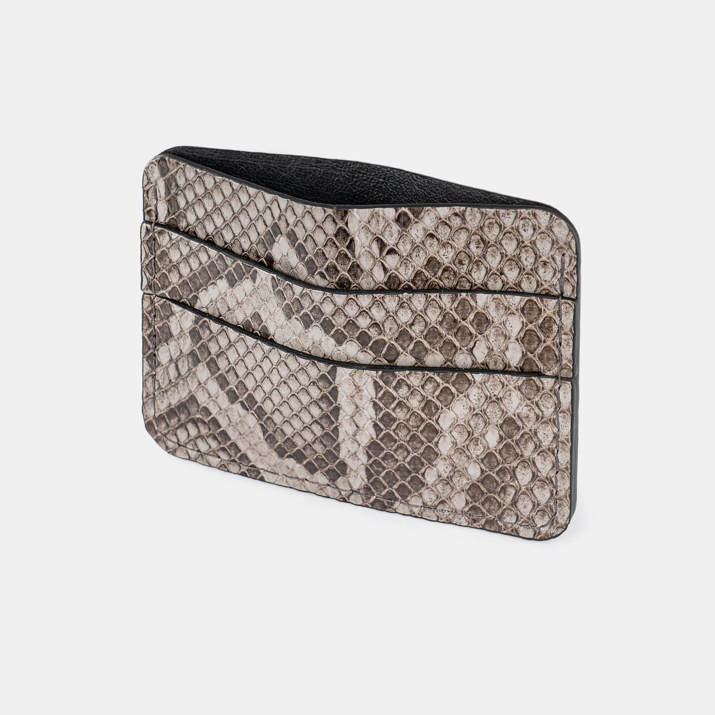 Grey  Python Leather Cardholder with Small Scales