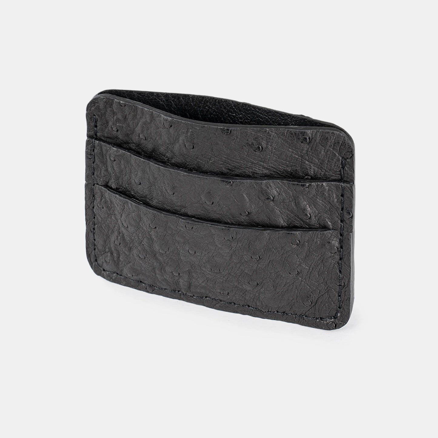 Black Ostrich Leather Cardholder