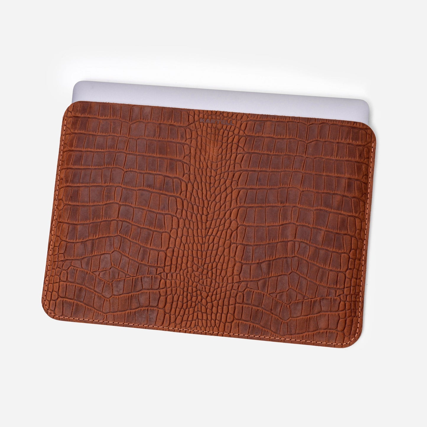 Ginger Crocodile-Embossed Calf Leather Open MacBook 14 Pro Case