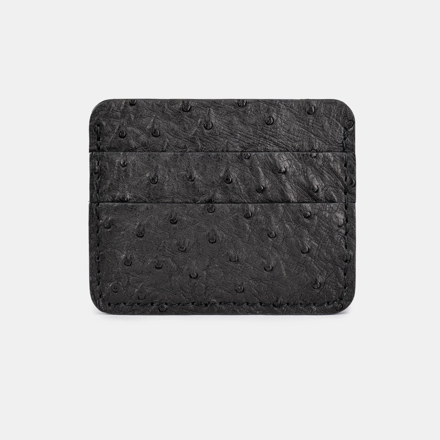 Black Ostrich Leather Cardholder